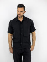 Παντελόνι Jogger Loose Fit Με Λάστιχο Πίσω & Πουκάμισο Regular Fit Μαύρο
