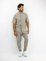Παντελόνι Jogger Loose Fit με Λάστιχο Πίσω & Πουκάμισο Regular Fit Μάο Με Κρυφή Πατιλέτα Fanco