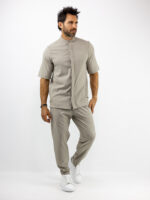 Παντελόνι Jogger Loose Fit με Λάστιχο Πίσω & Πουκάμισο Regular Fit Μάο Με Κρυφή Πατιλέτα Fanco