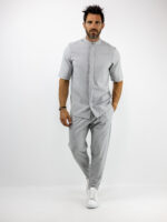 Παντελόνι Jogger Loose Fit με Λάστιχο Πίσω & Πουκάμισο Regular Fit Μάο Με Κρυφή Πατιλέτα Γκρί