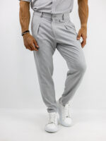 Παντελόνι Jogger Loose Fit με Λάστιχο Πίσω & Πουκάμισο Regular Fit Μάο Με Κρυφή Πατιλέτα Γκρί
