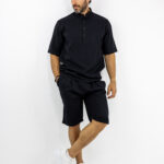 Βερμούδα με Λάστιχο & Πουκάμισο Regular Fit Μάο Μαύρο