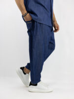 Jean Παντελόνι Balloon Μπλέ & Πουκάμισο Oversized Κρυφή Πατινέτα 3/4 Μανίκι Μπλέ