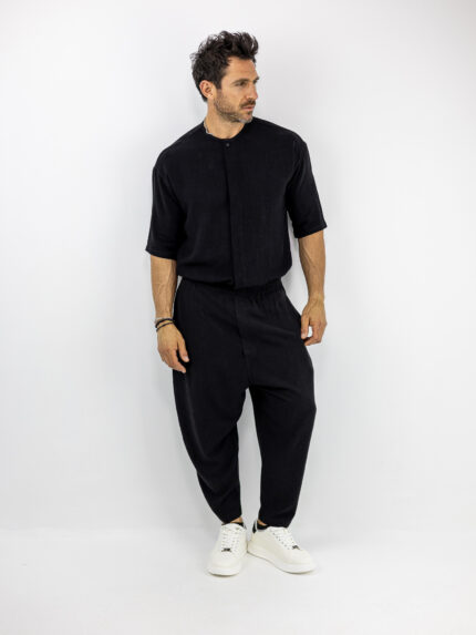 Παντελόνι Jogger Balloon & Πουκάμισο Oversized 3/4 Μανίκι Μαύρο