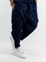Jean Παντελόνι Cargo Balloon & Jean Πουκάμισο Oversized Μπλέ