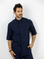 Παντελόνι Jogger Loose Fit & Overshirt Πουκάμισο Μάο 3/4 Μανίκι Μπλέ