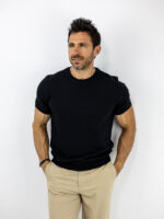 T-Shirt Regular Fit Μονόχρωμο & Λάστιχο Κάτω Μαύρο