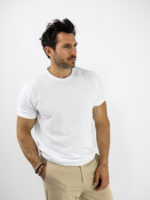 T-Shirt Regular Fit Μονόχρωμο & Λάστιχο Κάτω Λευκό