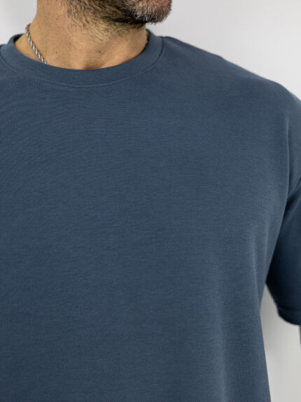 T-Shirt Oversized Μονόχρωμο Πετρόλ