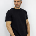 T-Shirt Regular Fit Μονόχρωμο Μαύρο
