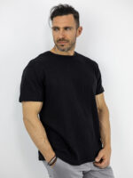 T-Shirt Regular Fit Μονόχρωμο Μαύρο