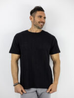 T-Shirt Regular Fit Μονόχρωμο Μαύρο