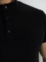 T-Shirt Μάο Regular Fit Μονόχρωμο Μαύρο