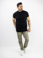 T-Shirt Μάο Regular Fit Μονόχρωμο Μαύρο