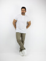 T-Shirt Μάο Regular Fit Μονόχρωμο Λευκό
