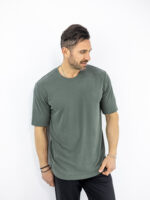 T-Shirt Regular Fit Μονόχρωμο Λαδί
