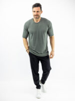 T-Shirt Regular Fit Μονόχρωμο Λαδί
