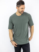 T-Shirt Regular Fit Μονόχρωμο Λαδί