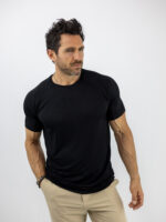 T-Shirt Regular Fit Μονόχρωμο Μαύρο