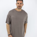 T-Shirt Οversized Μονόχρωμο Λαδί