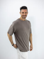 T-Shirt Οversized Μονόχρωμο Λαδί