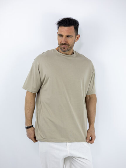 T-Shirt Οversized Μονόχρωμο Μπέζ