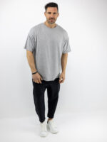 T-Shirt Οversized Μονόχρωμο Γκρί