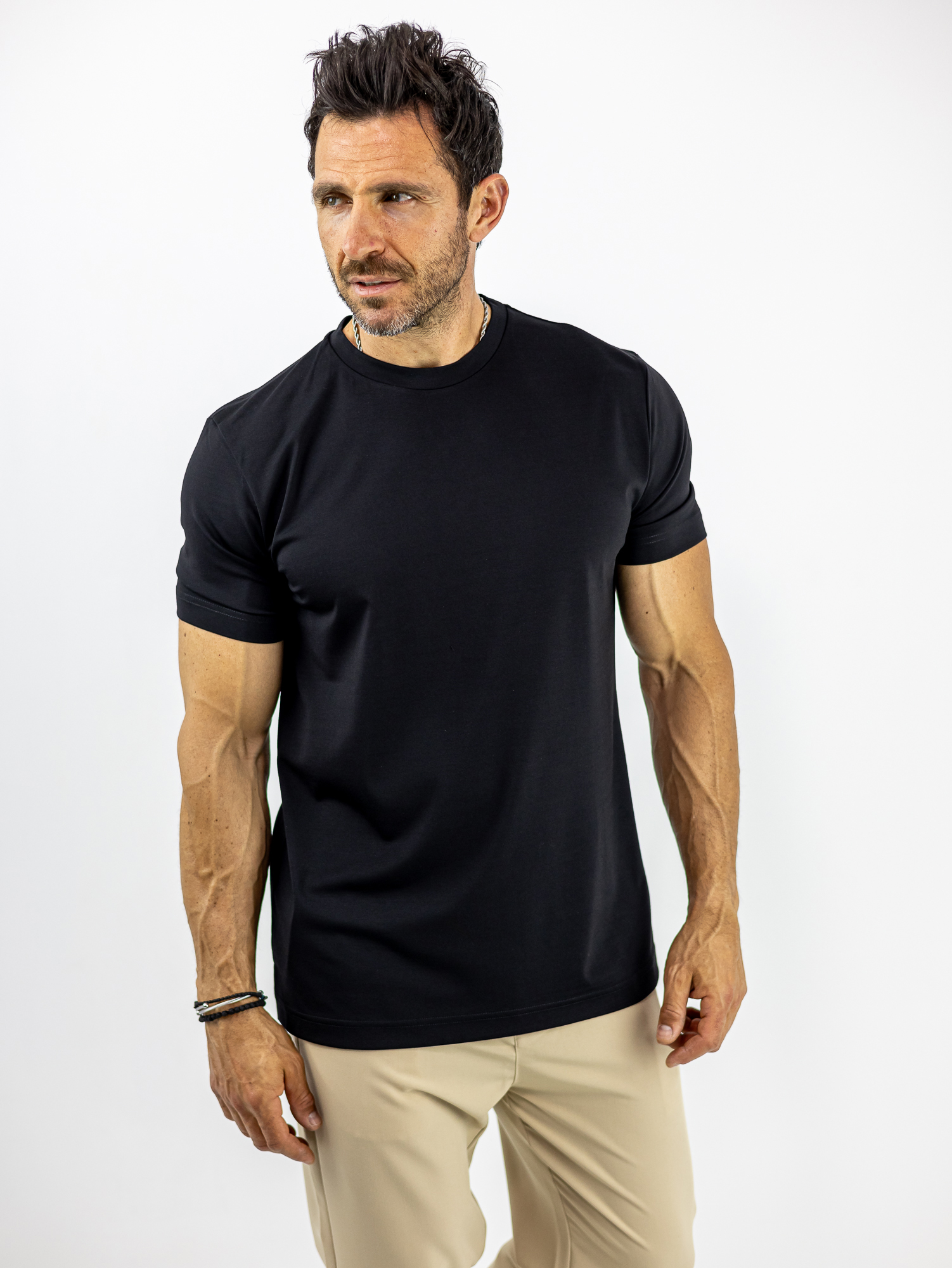 TSHIRT_VITTORIO_130274_MAURO_01-1.jpg T-Shirt Regular Fit Μονόχρωμο Μαύρο