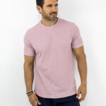 T-Shirt Regular Fit Βάφλα Ρόζ