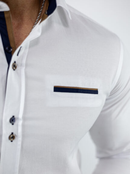 Πουκάμισο Slim Fit - Στενή Γραμμή Λευκό - Ταμπά