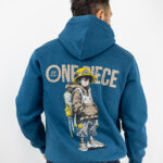 Φούτερ Regular Fit Με Κουκούλα & Στάμπα Πίσω One Piece Πετρόλ