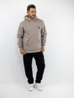 Φούτερ Oversized Με Κουκούλα & Στάμπα Πίσω Γκρί