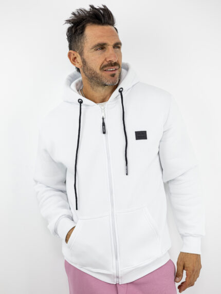 Ζακέτα Φούτερ Regular Fit Με Κουκούλα & Στάμπα Πίσω Λεύκη