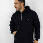 Φούτερ Oversized Με Κουκούλα & Φερμούαρ Μονόχρωμη Μαύρη
