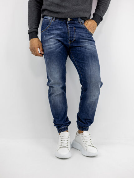 Jean Παντελόνι Regular Fit & Λάστιχο Κάτω Μπλέ