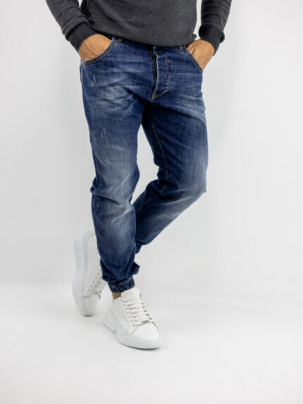 Jean Παντελόνι Regular Fit & Λάστιχο Κάτω Μπλέ
