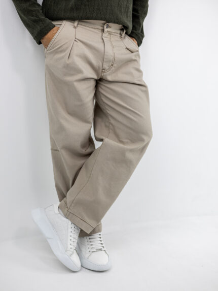 Jean Παντελόνι Baggy & Πιέτα Μπέζ