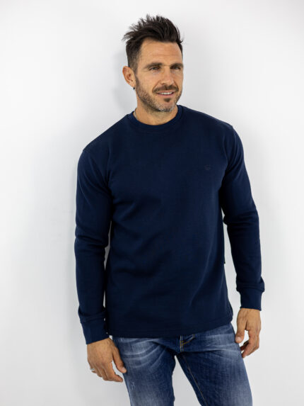 Μπλούζα Regular Fit Μονόχρωμη Μπλέ