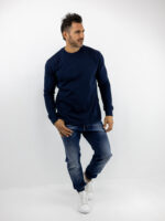 Μπλούζα Regular Fit Μονόχρωμη Μπλέ