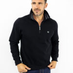 Μπλούζα Regular Fit Polo Με Φερμουάρ Μονόχρωμη Μαύρη