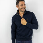 Μπλούζα Regular Fit Polo Με Φερμουάρ Μονόχρωμη Navy