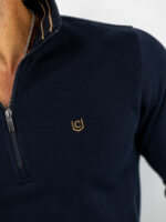 Μπλούζα Regular Fit Polo Με Φερμουάρ Μονόχρωμη Navy