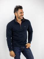 Μπλούζα Regular Fit Polo Με Φερμουάρ Μονόχρωμη Navy