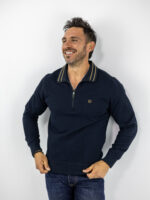 Μπλούζα Regular Fit Polo Με Φερμουάρ Μονόχρωμη Navy