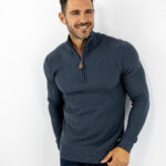 Μπλούζα Regular Fit Πλεκτή & Φερμουάρ Aνθρακί