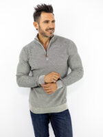 Μπλούζα Regular Fit Πλεκτή & Φερμουάρ Γκρί