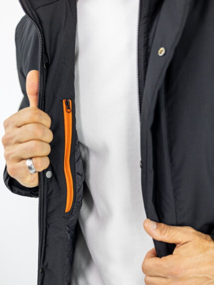 Μπουφάν Regular Fit Μακρύ & Κουκούλα Αποσπώμενη Μαύρο
