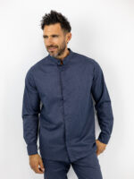 Παντελόνι Jogger Loose Fit & Λάστιχο Πίσω & Πουκάμισο Regular Fit Μάο Μπλέ