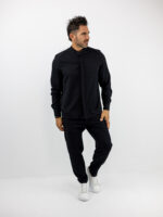 Παντελόνι Jogger Loose Fit με Λάστιχο Πίσω & Πουκάμισο Regular Fit Μάο Με Κρυφή Πατιλέτα Μαύρο