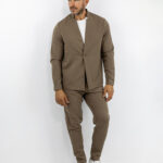 Σακάκι Regular Fit Μονόκουμπο & Παντελόνι Jogger Loose Fit Καφέ